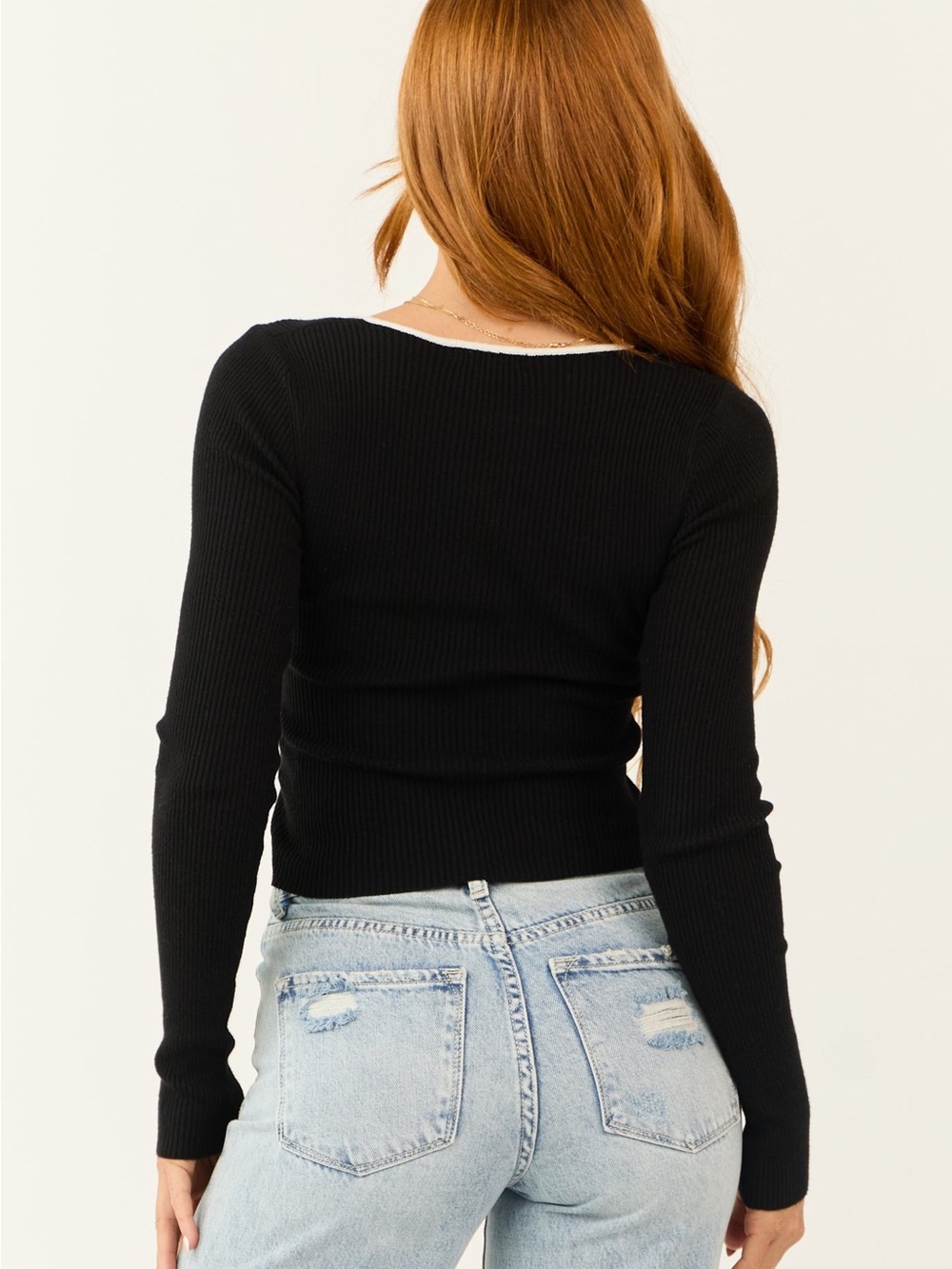 Madden Girl Black Contrast Trim Crop Top - Picture 3 of 7